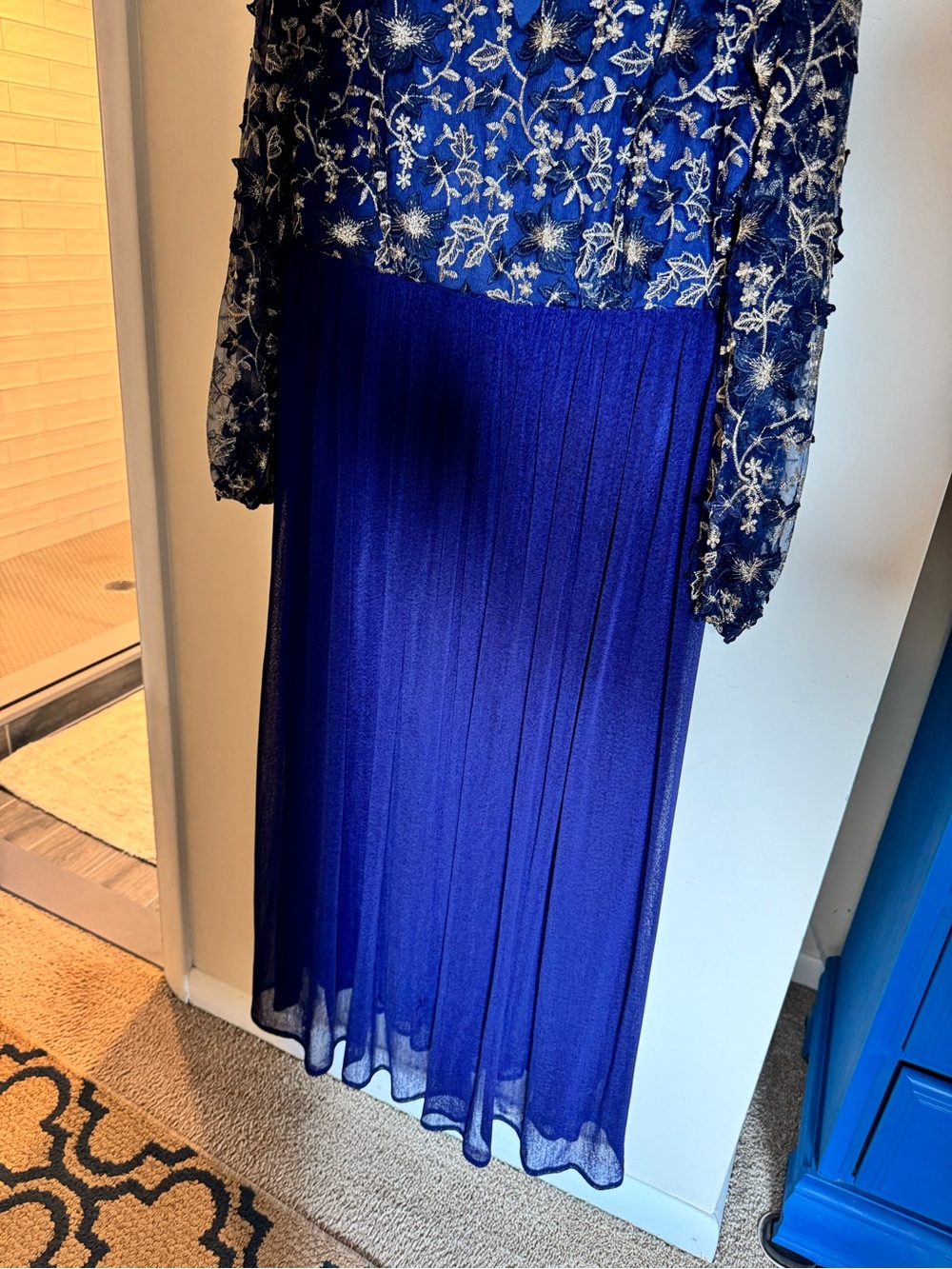 SHEIN Royal Blue Embroidered V-Neck Maxi Dress - Picture 2 of 5